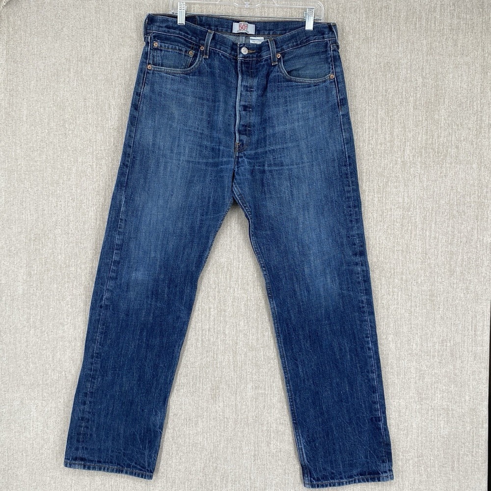 Levi's 501 Original Straight Leg Jeans Men 36x34 Blue Denim Button Fly Classic
